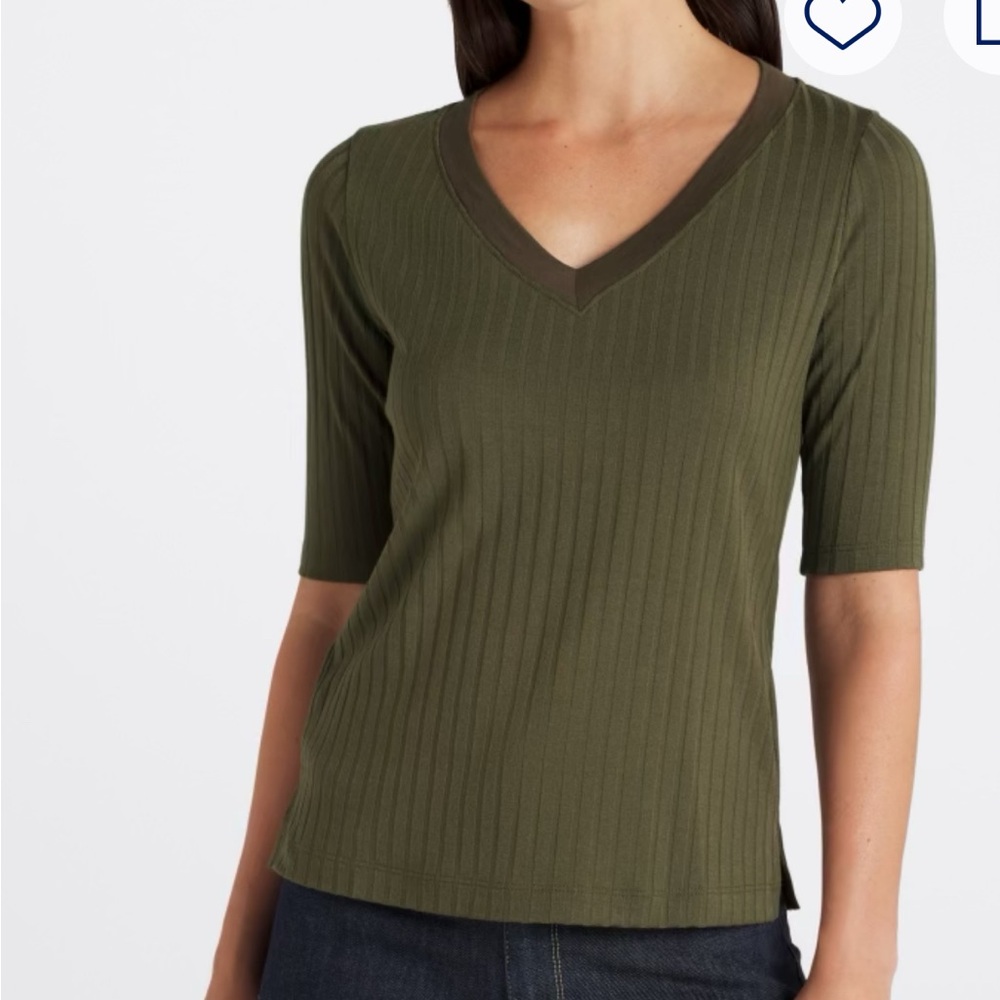Nine Britton Olive Green V-Neck Sweater